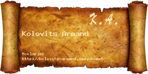 Kolovits Armand névjegykártya